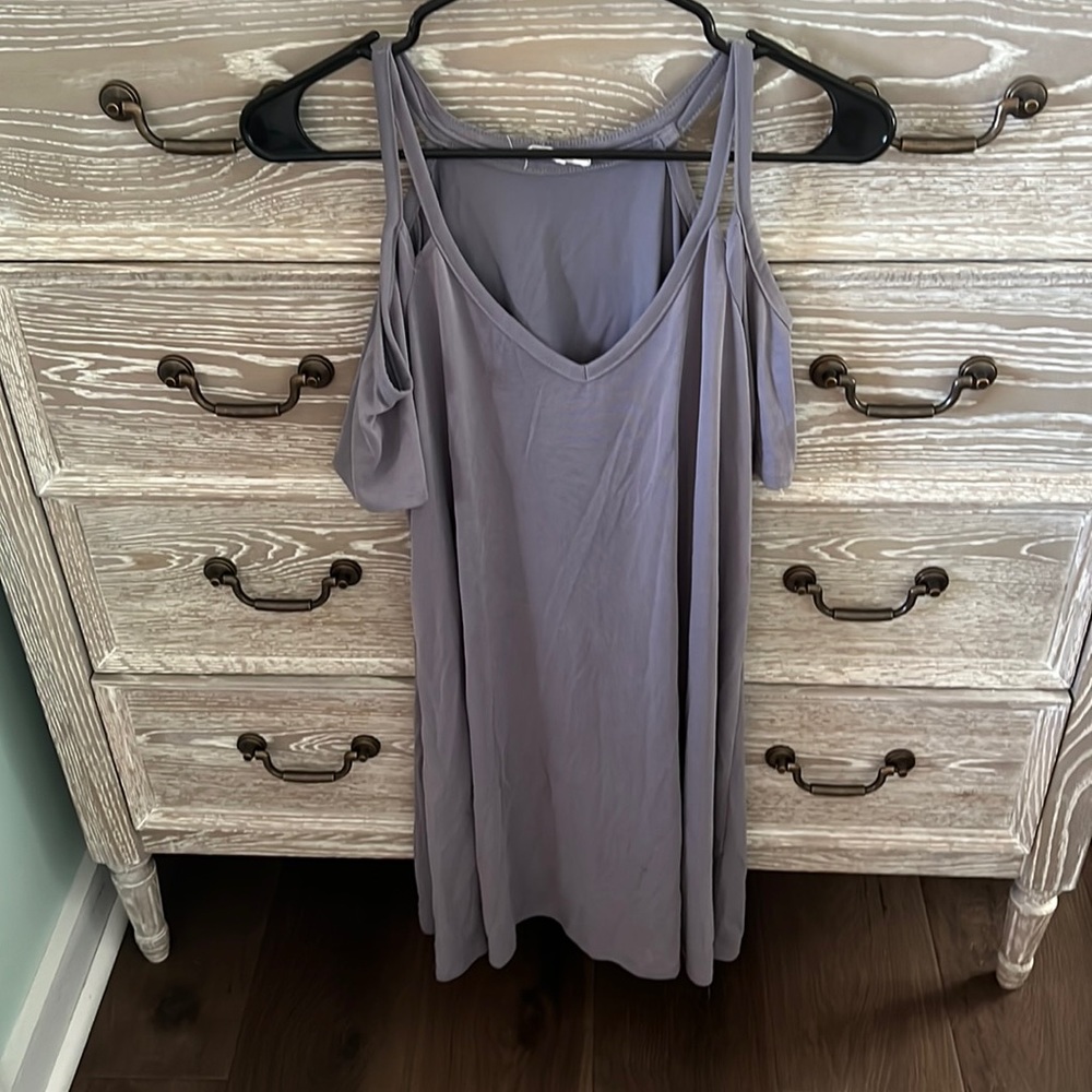 Purple cold shoulder tshirt dress